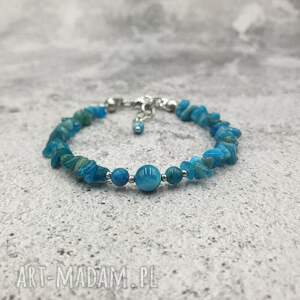 bransoletka lazurowy błękit - apatyt, sieczka, stal szlachetna