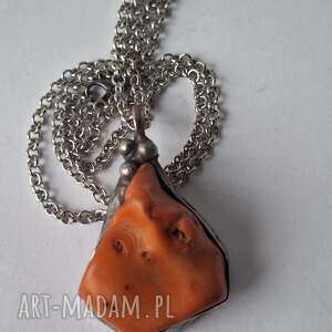 wisior z koralem naszyjnik koralem, pomarańczowe wisiory