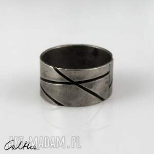 skosy - metalowa obrączka rozm 18 191023 03 metalowy pierścionek, męski