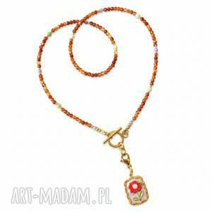 naszyjnik delicate carno karneolem wisiorkiem, stal