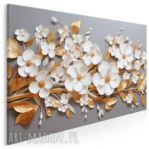 obraz na płótnie - kwiaty gałązka stylowe 120x80 cm 105201 kwiatami