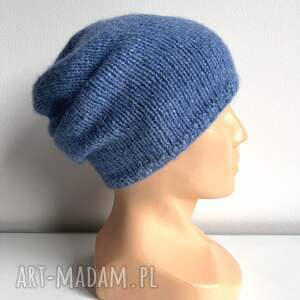 handmade czapki ciepła czapka ręcznie robiona chmurka alpaka 16 niebieski