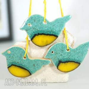 Ptaszki ceramiczne sikorki - wiszące dekoracje do domu
