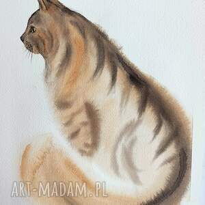 kot, norweski leśny - akwarela, koty, kot na obrazie obraz kotek