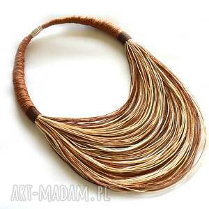 handmade pomysł na upominek brązowy naszyjnik ze sznurka