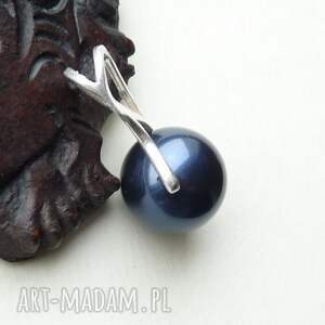 handmade wisiorki srebrny z perłą night blue