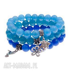 handmade s9 set in blue bransoletki srebrne