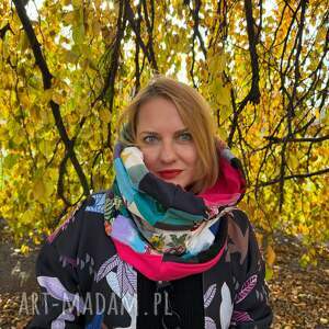 komin miękki patchworkowy kolorowy uniwersalny damski, cieply