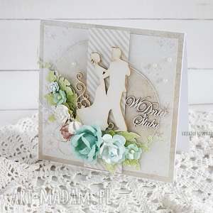 handmade scrapbooking kartki kartka ślubna w pudełku, 422