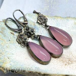 Kobiecy komplet ze srebrnymi kwiatami a886, różowy