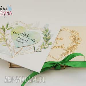 handmade scrapbooking kartki drewniane pudełko na prezent pieniężny