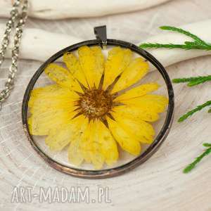 herbarium jewelry naszyjnik z suszonymi kwiatami w cynowej oprawie z338