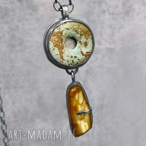 turkus i bursztyn wisior z turkusem bursztynem, duży wisior