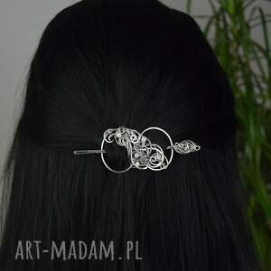 handmade ozdoby do włosów spinka ze szpilką do włosów lub szala wire wrapping kamień