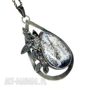 naszyjnik z kroplą agatu dendrytowego - oszroniony poranek a1141, srebrny wisior
