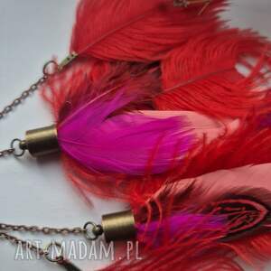 Kolczyki kolorowe energetyczne pióra duże lekkie wykonane