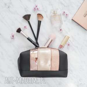 camilla cosmetic bag black rose gold, kosmetyczka, piórnik, etui na biżuterię