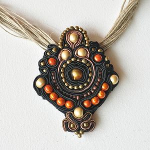 handmade naszyjniki naszyjnik sutasz/soutache i len