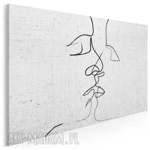 obraz na płótnie - abstrakcja pocałunek linie twarze 70x50 cm 31601