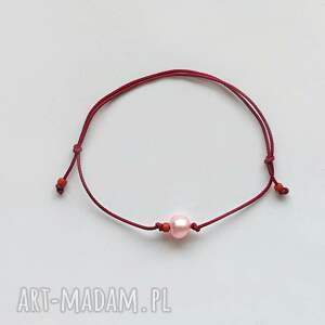 Okrąg bransoletka z perłą hodowlaną na sznurku - regulowana handmade