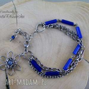 handmade bransoletka kocie oko, wire wrapping, stal chirurgiczna