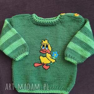 sweterek kaczuszka, rękodzieło niemowlę drutach