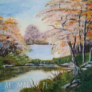 Prezent ŚLICZNY RĘCZNIE MALOWANY OBRAZ W LILIOWYM POMARAŃCZU