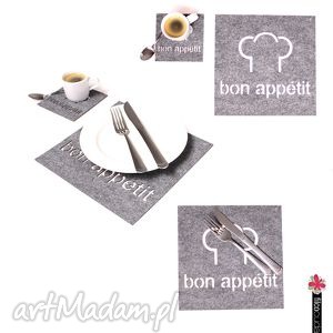 handmade podkładki serwetki filcowe "bon appetit" - 4 szt