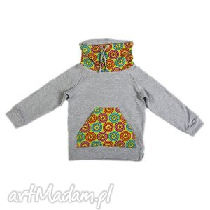 handmade bluza dresowa szara ze stójką - gwiazdki - rozmiar kids