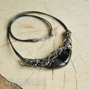 black elegance - naszyjnik z agatem wire wrapping mamy