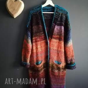 swetry multicolor kardigan sweter, ciepły sweter na drutach, prezent