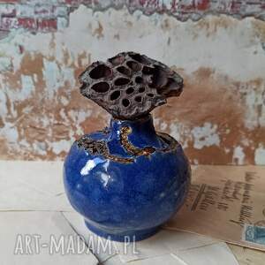 wazonik ceramiczny granatowy, dekoracje, lampaoliwna