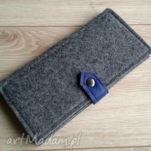 ręczne wykonanie wallet gray & blue leather