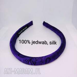 ozdoby do włosów wąska, fioletowa, jedwabna opaska puffy, jedwabne alcesoria