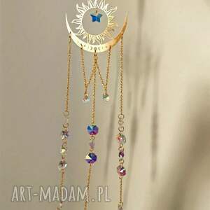 Boho łapacz słońca - ozdoba do okna | Zawieszka z kryształkami