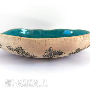 handmade ceramika artystyczna misa z polnymi roślinami