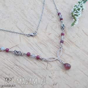 jewelsbykt róż turmalinu z labradorytem - naszyjnik nowoczesna biżuteria