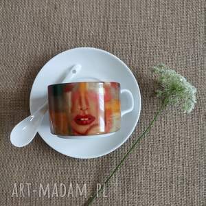 handmade ceramika filiżanka " kolor kobiety - wiśniowy"