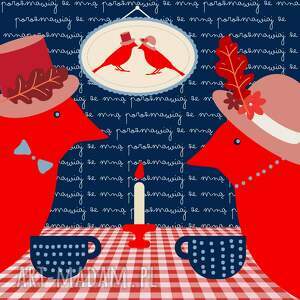 Jesienny przytulny obrazek Porozmawiaj ze mną, ilustracja