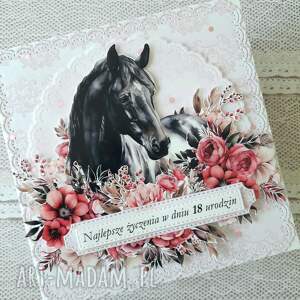 handmade scrapbooking kartki kartka na 18 urodziny dla miłośniczki koni