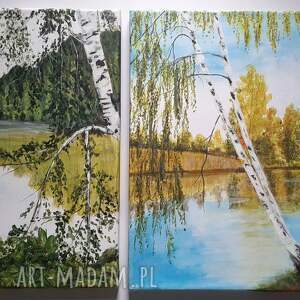 Prezent DYPTYK PEJZAŻOWY BRZOZOWY BezCzas - OŻYW SWOJE WNĘTRZE