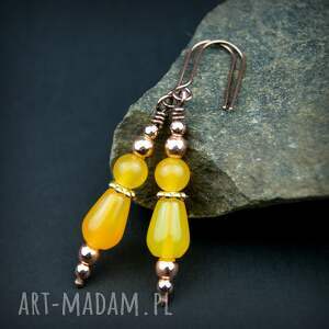 Kolczyki z żółtym agatem, wiszące