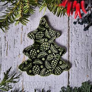 zawieszka choinka xl butelkowa zieleń, ozdoba wisząca, ceramika boże