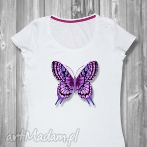 ręcznie robione koszulki koszulka damska z nadrukiem super jakość - motyl