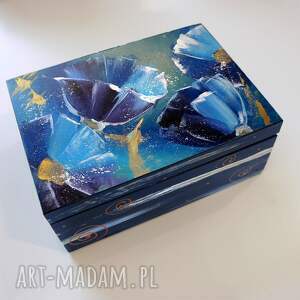 handmade pudełka szkatułka "maki niebieskie"