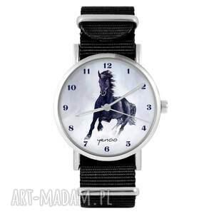 handmade zegarki zegarek - czarny koń cyfry - czarny, nylonowy, unisex