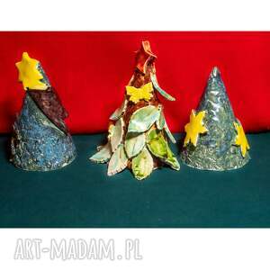 zestaw ręcznie robionych ceramicznych choinek - dekoracja dekoracje świąteczne