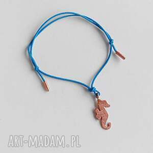 konik morski bransoletka, sznurek, miedź