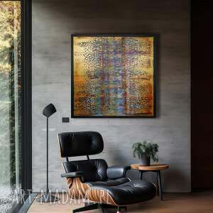 Abstrakcyjny obraz 80x80 cm Wspominając Gerharda 8 - złota abstrakcja