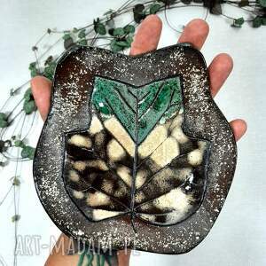 handmade ceramika ceramiczna paterka talerzyk na biżuterię - liść